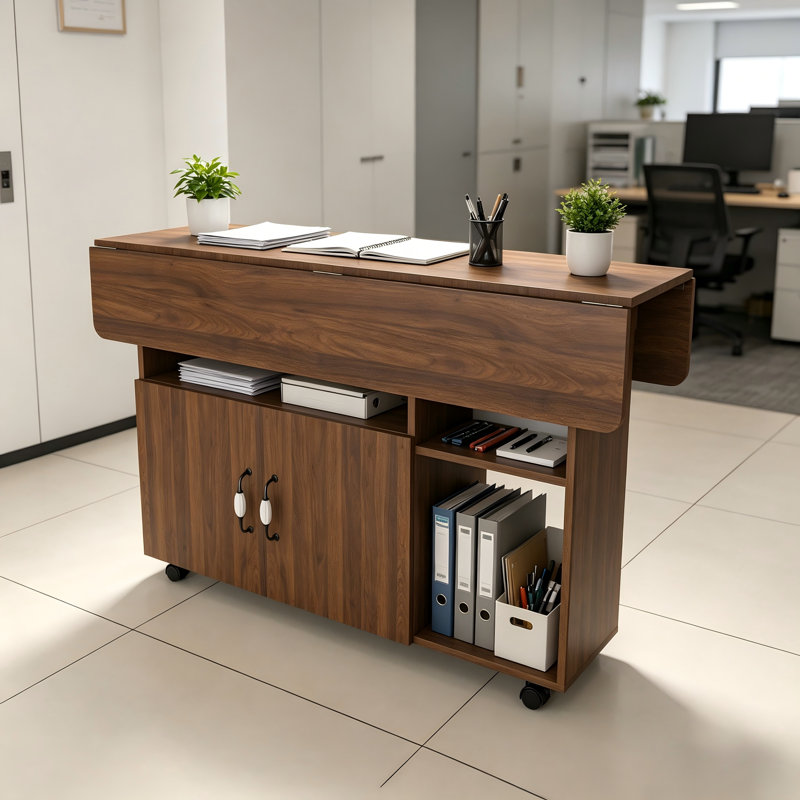 This Multi-Functional Folding Table Features A Storage Rack And Casters, Making It Suitable For Small Apartments, Kitchens, Dormitories, And Offices.