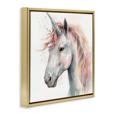 Licorne avec cadre flottant à crinière rose, design Creative Studio