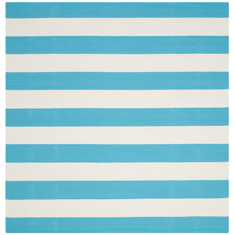 Morabito Hand Woven Cotton Striped Rug, Square 6'