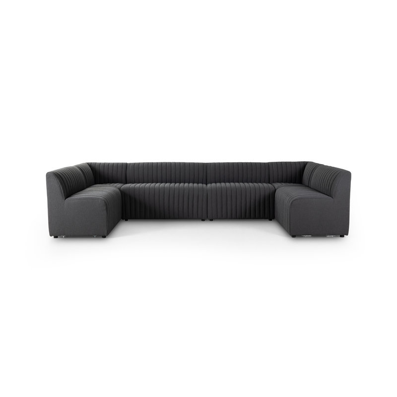 Augustine Modular Sectional, 31.5" H x 100" W x 66.5" D, Black Polyester