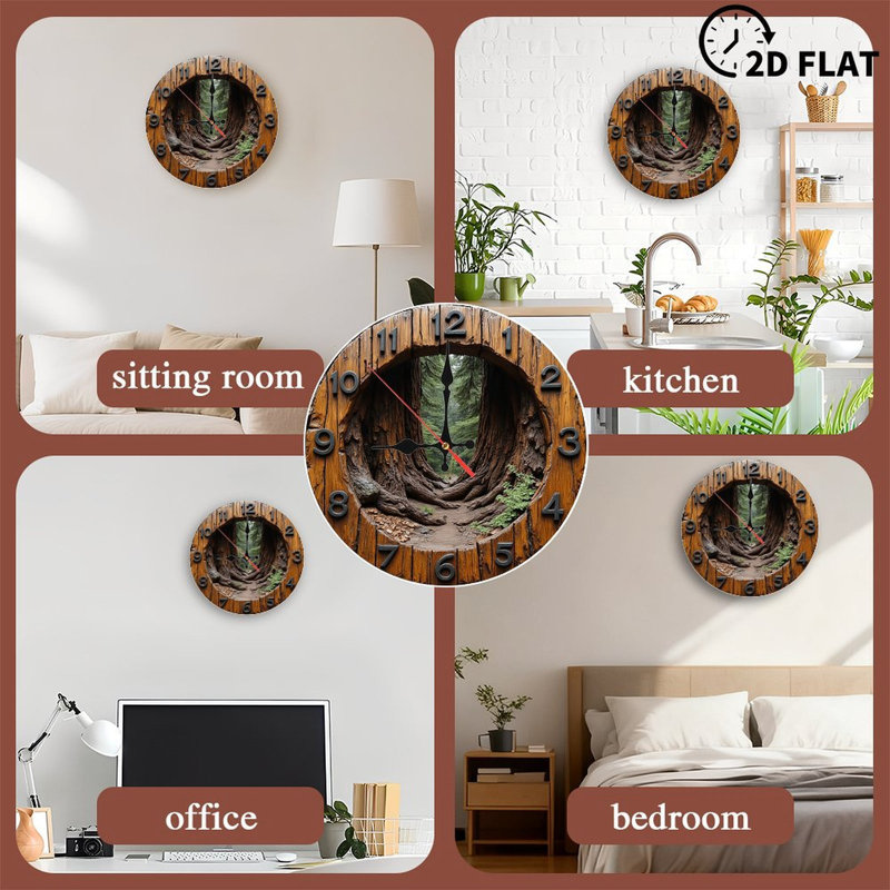 Wooden Tree Roots Wall Clock Redwood Forest