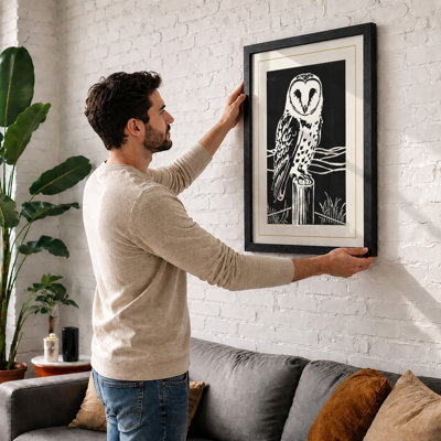 Nocturnal Sentinel Japandi - Framed Print