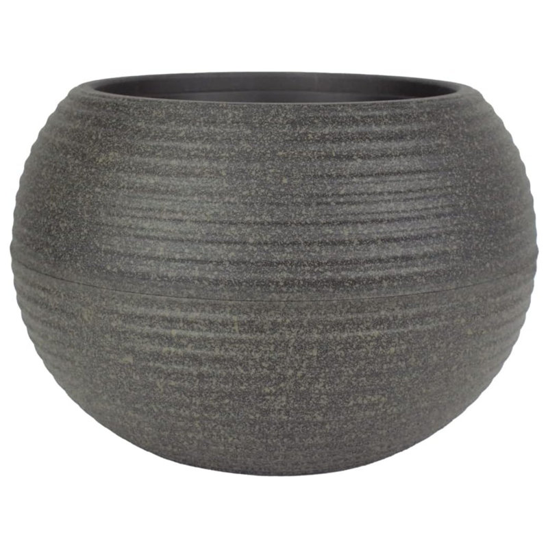 The  12 Inch Atlas Sphere Planter, Round Plastic Plant Pot, Brown, 12.1" H x 11.9" W x 11.9" D, Gray