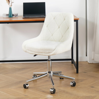 Chaise de salle à manger moderne en tissu polaire avec pieds chromés, confort moelleux, réglage de la hauteur, liberté de mouvement et économie d'espace (ensemble de 1)