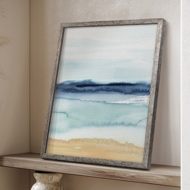 Watercolor Ocean Horizon II, reproduction encadrée - bois massif, H 30 po x l 24 po