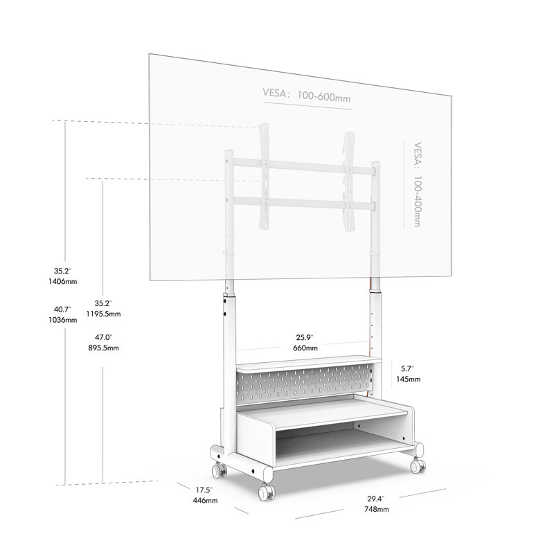 Meuble télé Charrisse avec support intégré et tablette de rangement en bois, Rétro