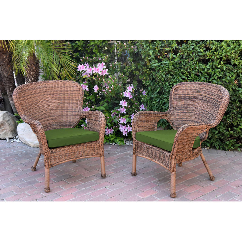 Chaise de patio avec coussins Batchelder, Vert chasseur, Miel