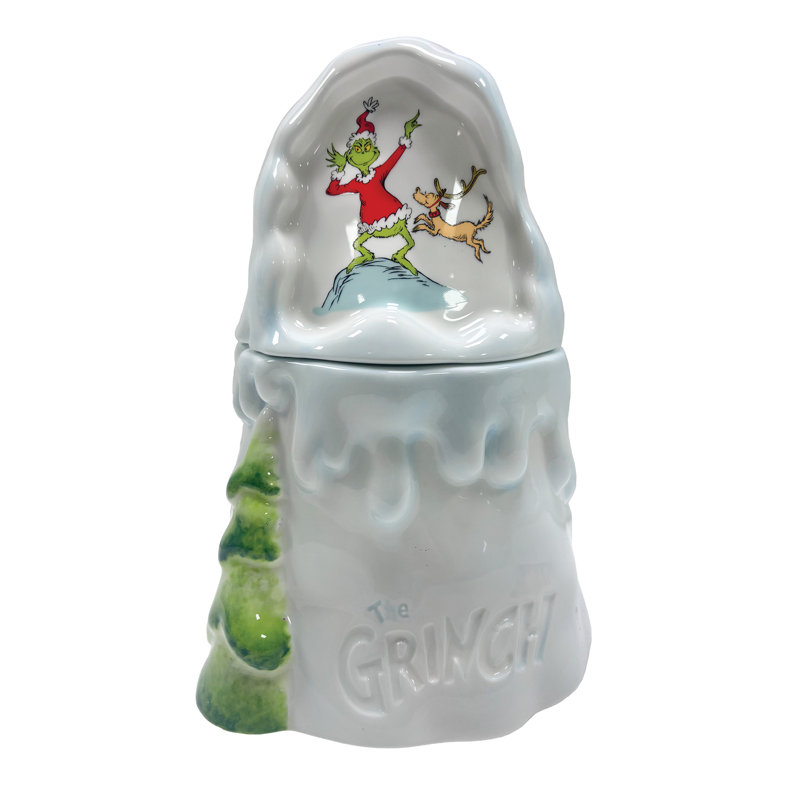 Bocal à biscuits sculpté 8,9 pouces Dr. Seuss Grinch