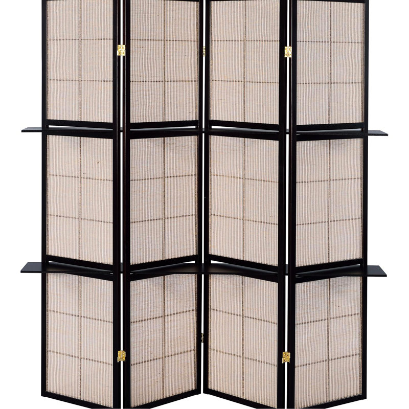 Écran brun clair et cappuccino 4 avec tablettes fonctionnelles pour espaces de rangement pliables et polyvalents