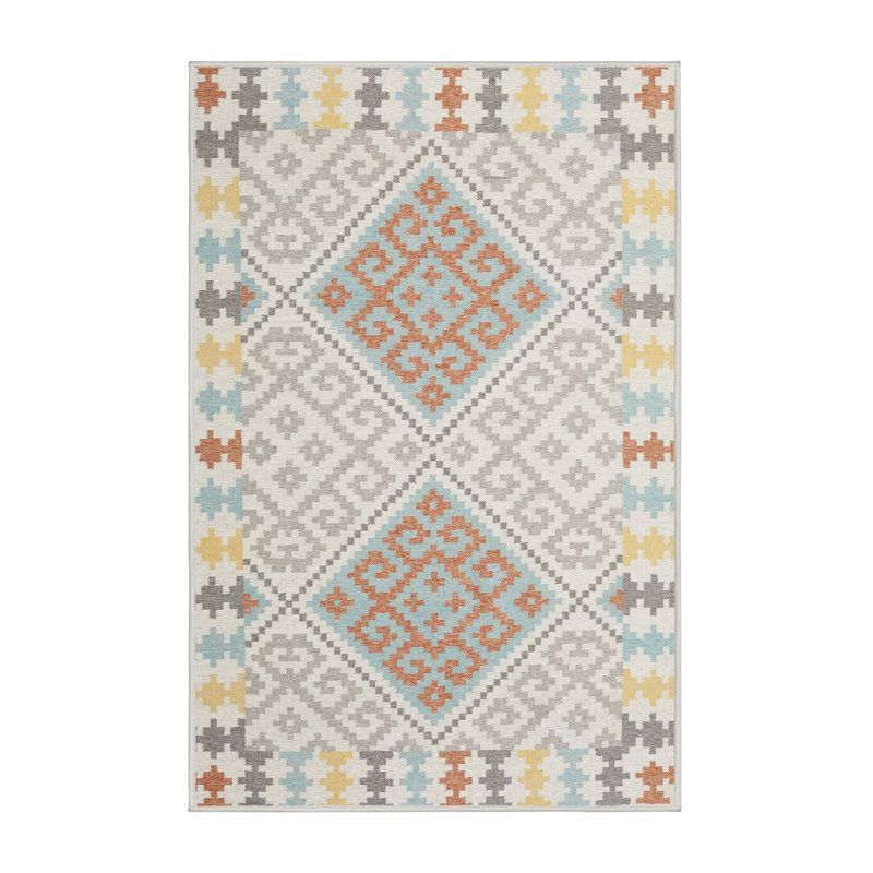 Tapis contemporain beige / brun clair / vert clair, Rectangle 6 pi x 9 pi
