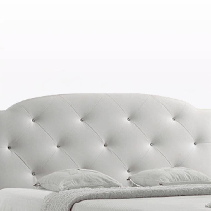Lit plateforme tapissier Karina, Grand, Blanc