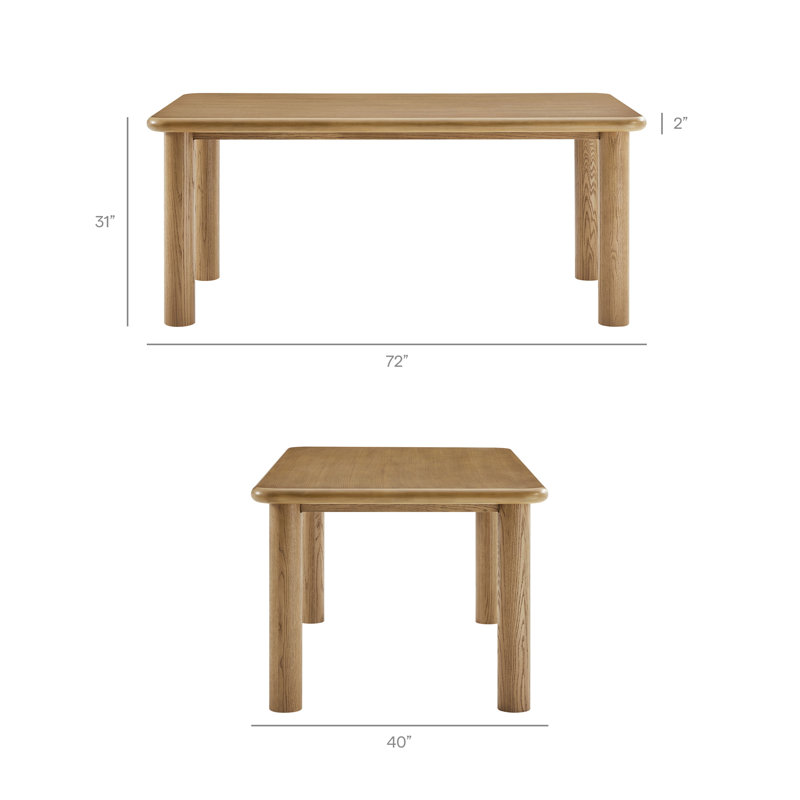 Table de salle à manger rectangulaire en chêne vieilli 72 po Alvia, Weathered Oak