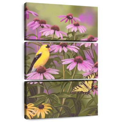 Harnek papillon et pinson parmi les fleurs