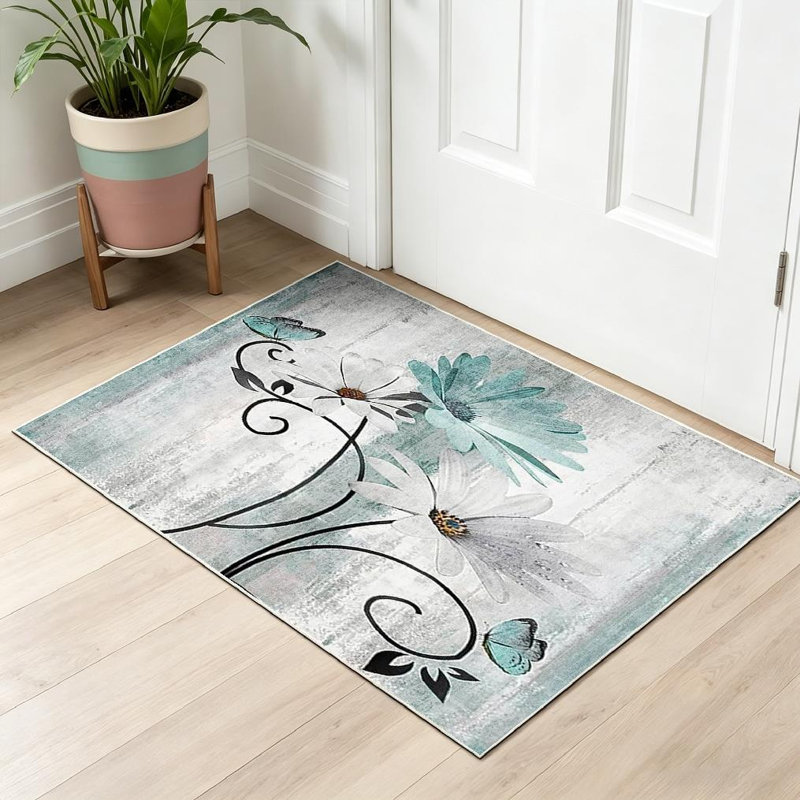 Tapis vert lavande lavable à la machine