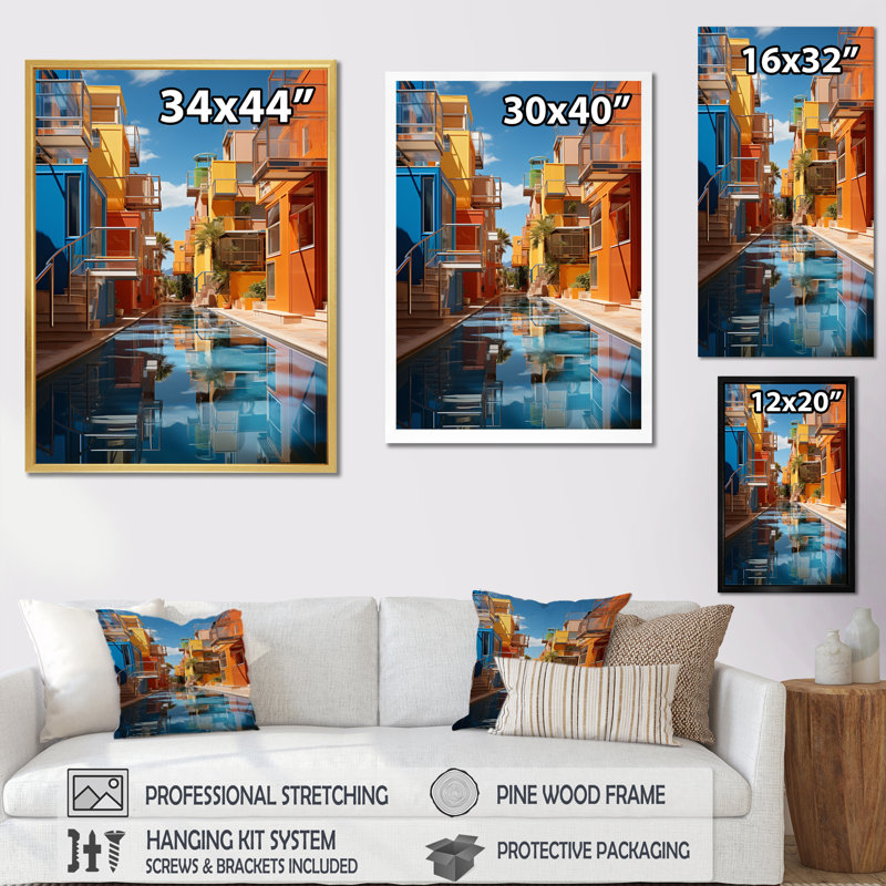 Urban kaléidoscope urbain II sur toile, H 20 po x l 12 po x P 1 po, Cadre flottant noir