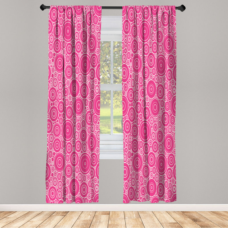 Microfiber Floral Semi-Sheer Rod Pocket Curtain Panels, 28" W x 95" L, Pink/White