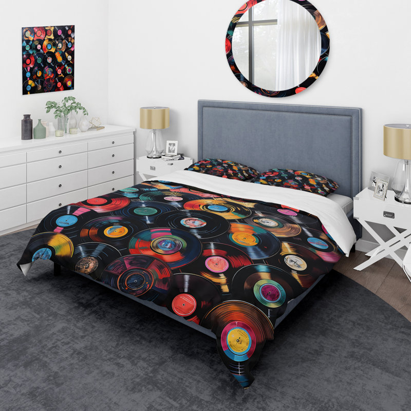 Ensemble de housse de couette Colorful Vinyle Melody III - Disques vinyle, Housse de couette très grand et 2 très grandes t