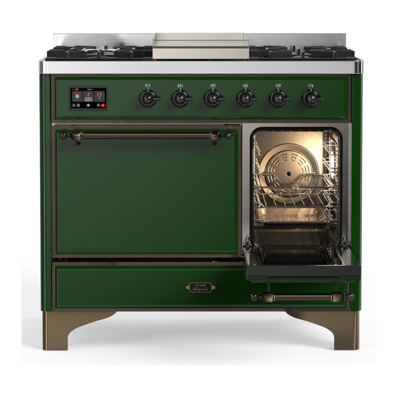 Majestic III Series 40 Inch Dual Fuel Range with 6 Sealed Burners, Griddle, in White (Natural Gas, Copper Trim), Natural Gas