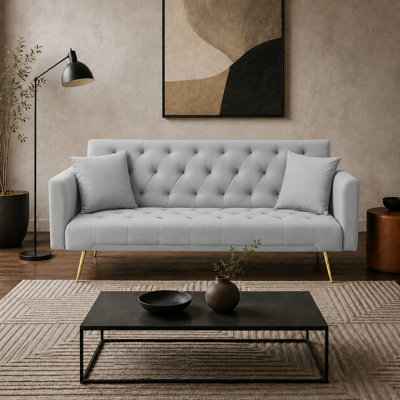 Modern Tufted Velvet Sofa with Gold Legs