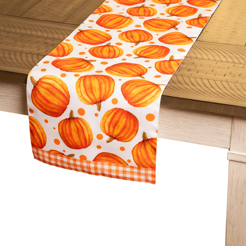 Chemin de table rectangulaire à motif citrouilles et récolte d'automne - 183 cm