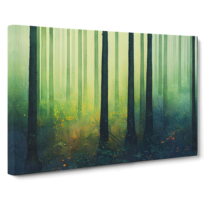 Pretty Watercolour Forest Vol.1 - Wrapped Canvas, 35cm H x 50cm W x 3cm D