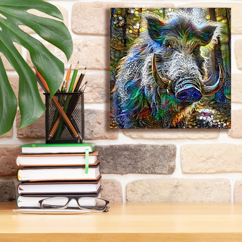 «Wild Boar» par Pedro Gavidia, art mural, H 12 po x l 12 po