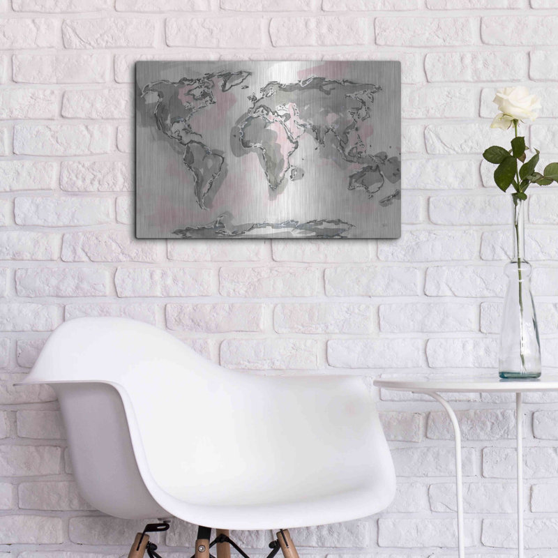 «World Map Blush» par Chris Paschke, H 16 po x l 24 po
