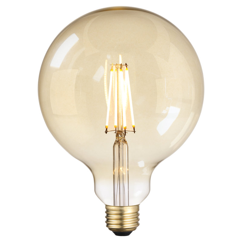 9W (100W Eqv.) G125 LED Globe Decorative Light Bulbs, Dimmable Round Edison Bulb, 4.92" Dia., Vintage Filament Light Bulbs, 2500K Amber Glass, E26 Base