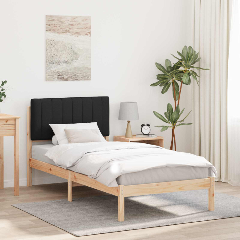 Solid Wood Bed, European Single (90 x 200 cm), Natural/Black