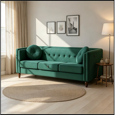 SVelvet rembourré avec accoudoirs carrés et coussins