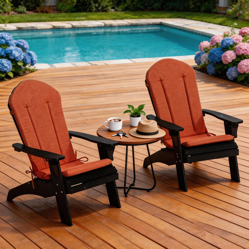 Coussin pour chaise de patio 20 po x 50 po, coussin pour chaise Adirondack avec attaches (ensemble de 4), Orange, 4
