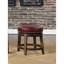 2 tabourets de salle à manger ronds, siège pivotant à 360 degrés en similicuir rouge, structure en bois massif avec finition brune et garniture cloutée décorative de 2 po