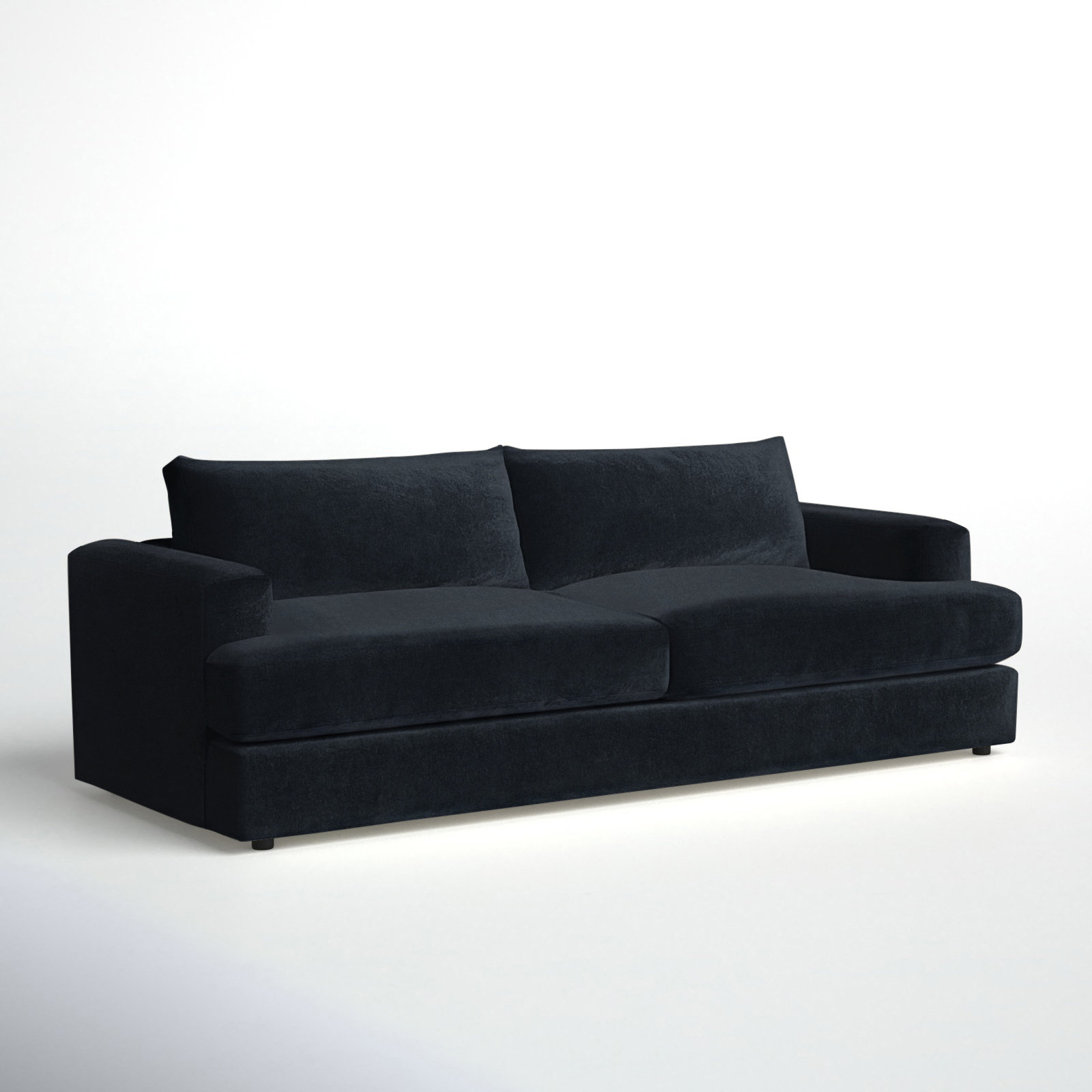 Cayden 96'' Upholstered Sofa, Bella Ink Blue Performance Velvet