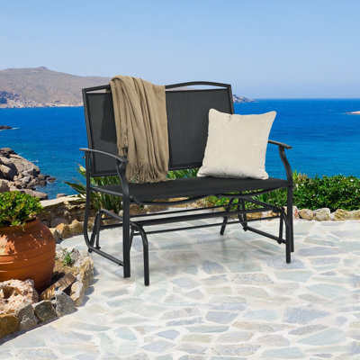 2-Person Patio Swing Outdoor Loveseat Chair Metal Glider Bench