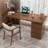 78.74" Nut-brown Rectangular Solid Wood Office Sets