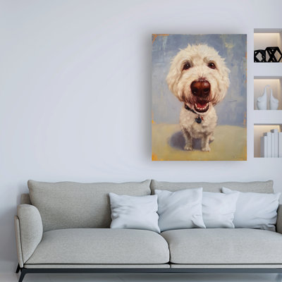 Reproduction d’art sur toile tendue « Molly White Dog » par Lucia Heffernan