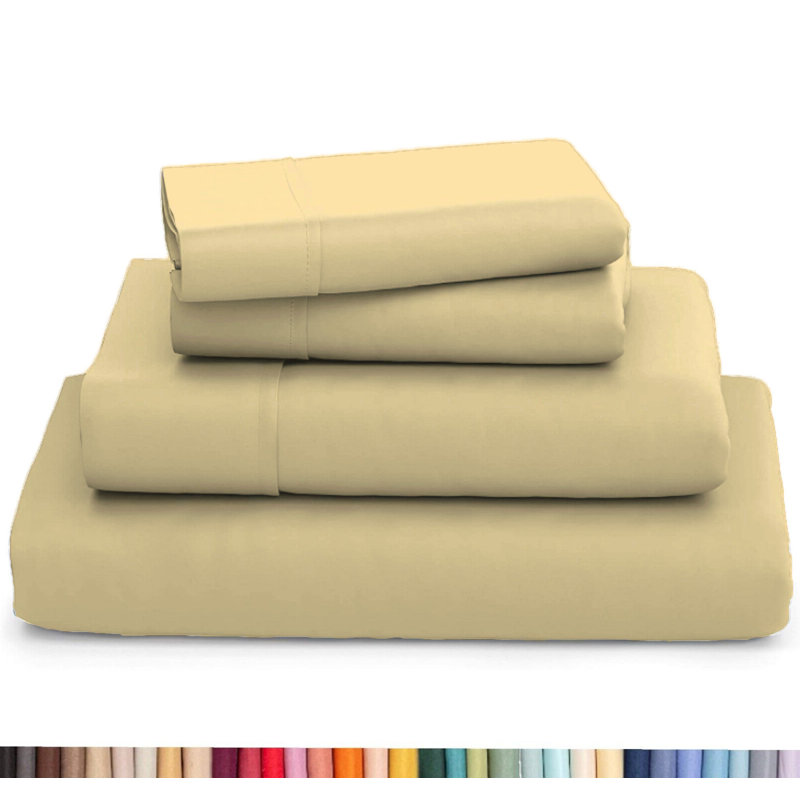 Ultra Soft Bamboo Sheet Set - 4 Pc Set - Wrinkle Resistant - Cooling Sheets with Deep Pockets, Butter