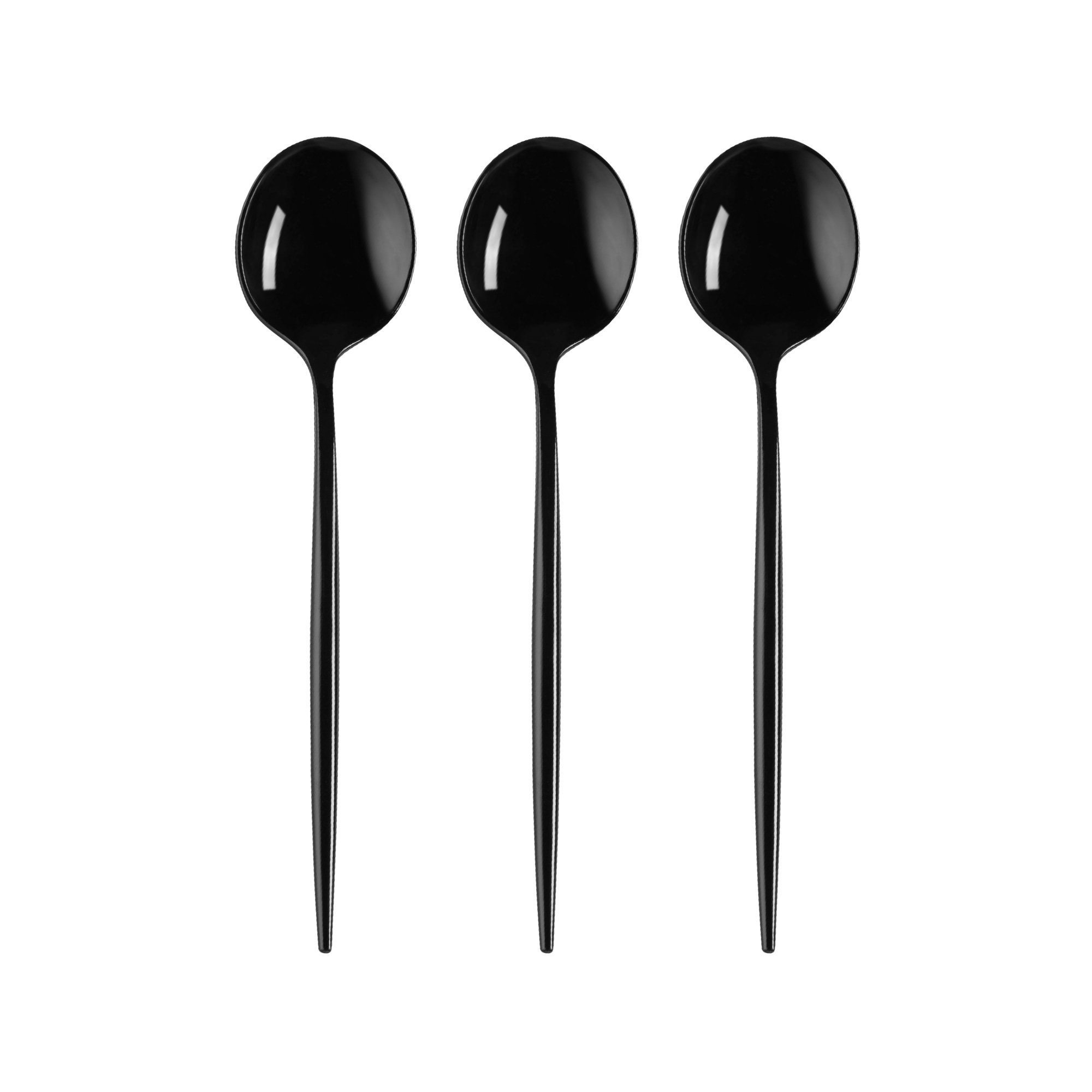 SmartyHadaParty Solid Black Moderno Disposable Plastic Dessert Spoons ...