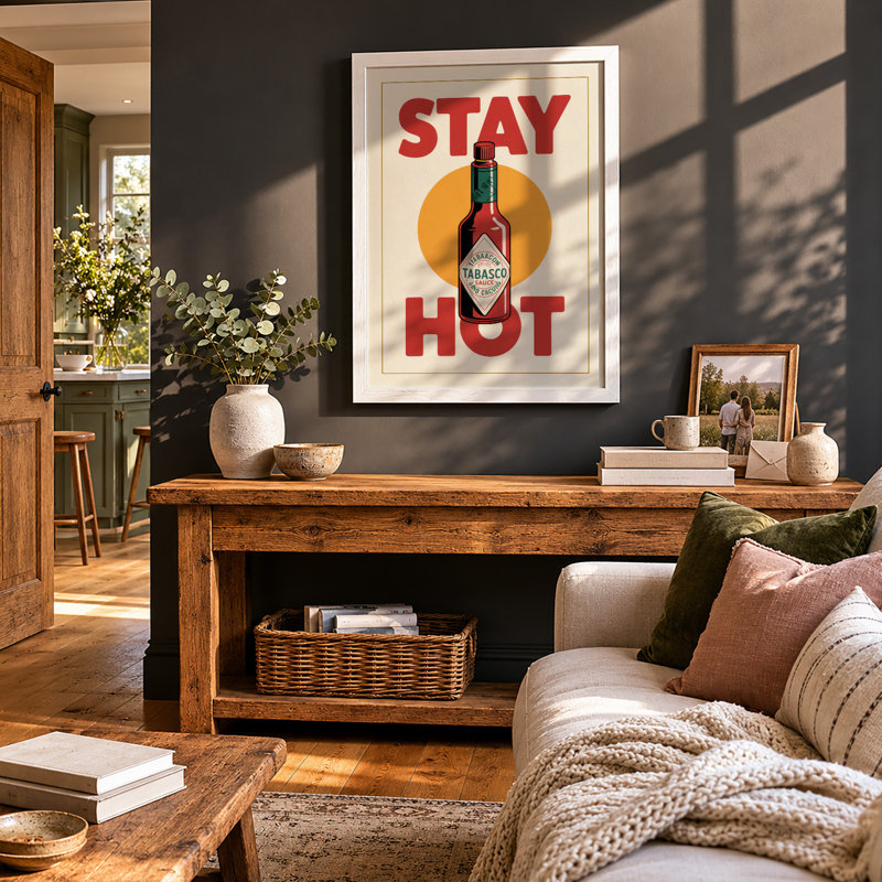 Stay Hot Retro - Framed Print, A4 - 29.7 x 21.0 cm, White