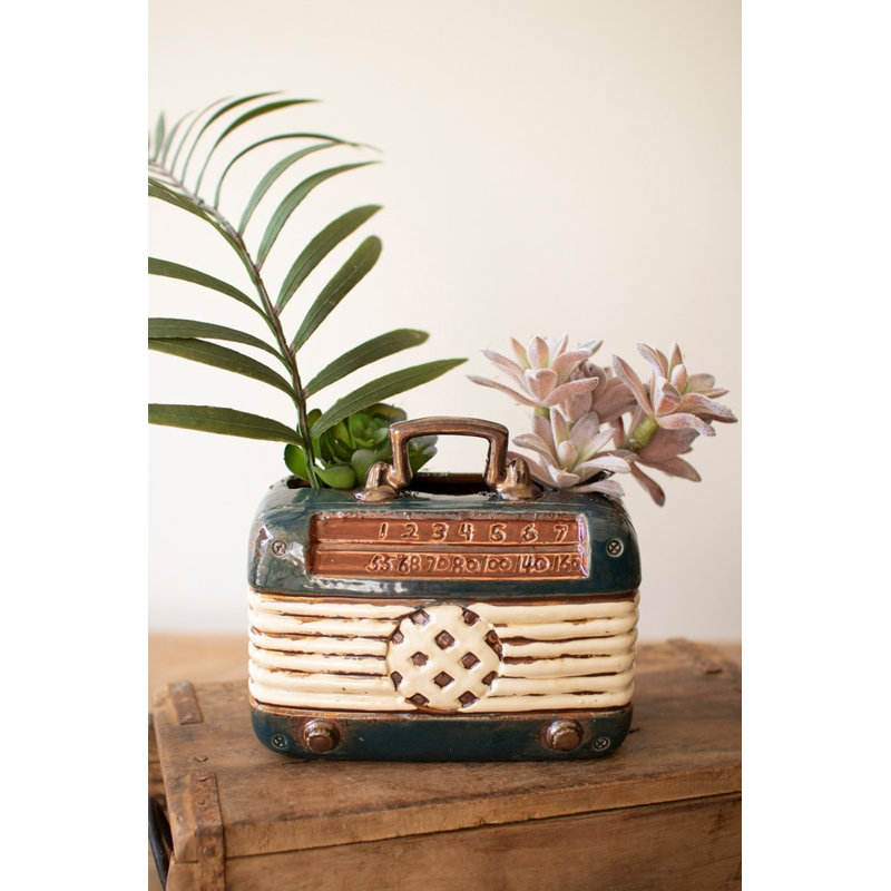  Ceramic Radio Planter – Vintage Inspired Tabletop Decor – 6"H