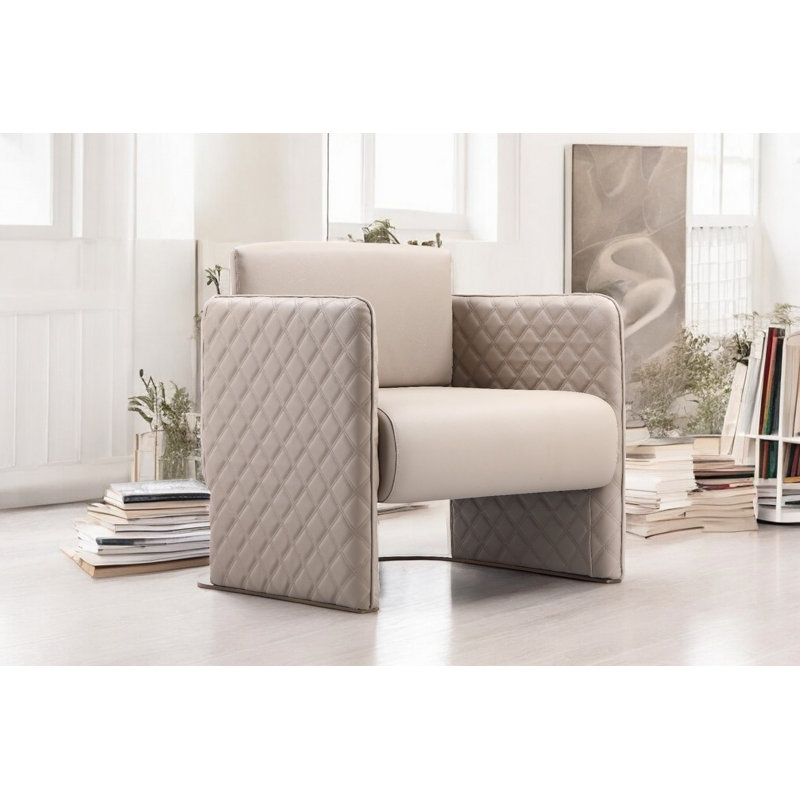 Lusso Faux Leather Club Chair, Sand Faux Leather
