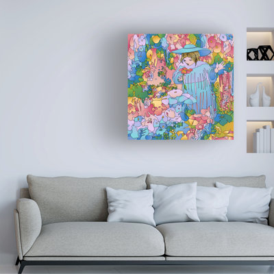 Wrapped Canvas Wall Art - Howie Green 'Flower Girl' Wall Art for Living Room, Bedroom, or Office Décor  - 18x18