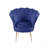 34"W Blue Velvet Scalloped Back Barrel Accent Chair With Metal Legs