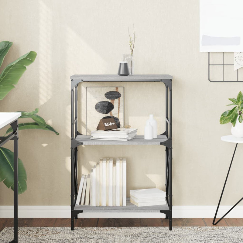 Adaisha 90.5cm H x 35cm W Metal Standard Bookcase, Grey Sonoma