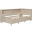 Lit de jour simple avec tablettes de rangement et 3 tiroirs, blanc antique, structure en bois, aucun sommier blanc requis-130576381
