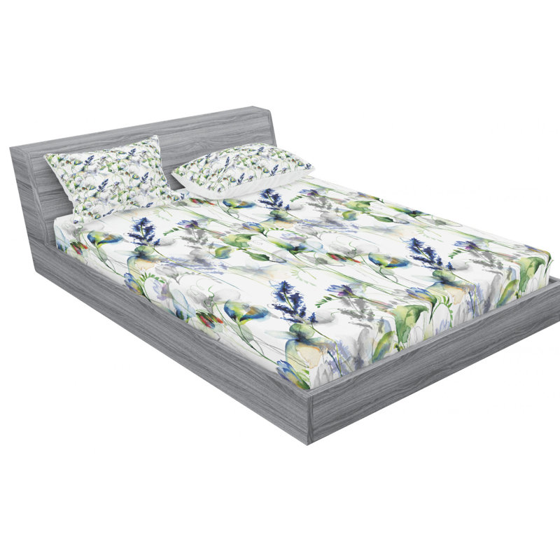 Microfiber Floral Sheet Set, Full Sheet Set with 2 Pillowcases
