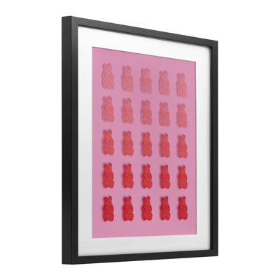 «Sweet Pink Gummy Bears», reproduction sous verre encadrée, design par Lish Creative