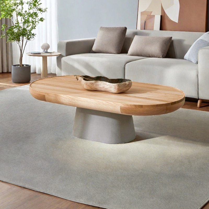 Microcement ash wood solid wood coffee table