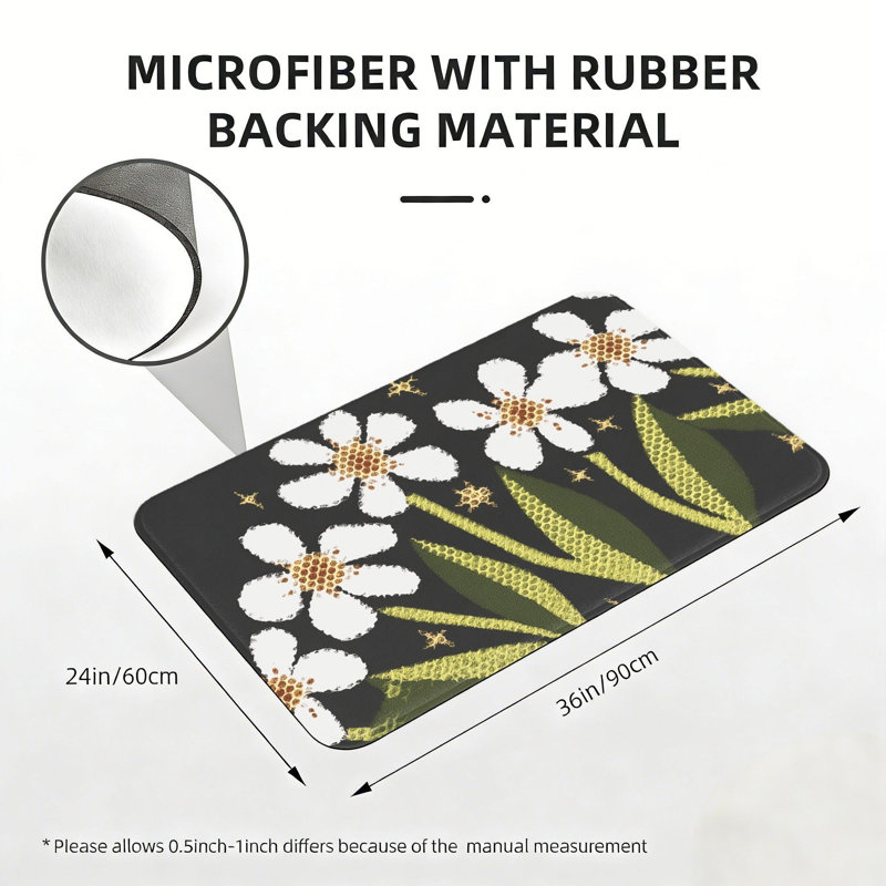Tapis de porte noir et blanc 24 po x 36 po pour l'extérieur et l'intérieur
