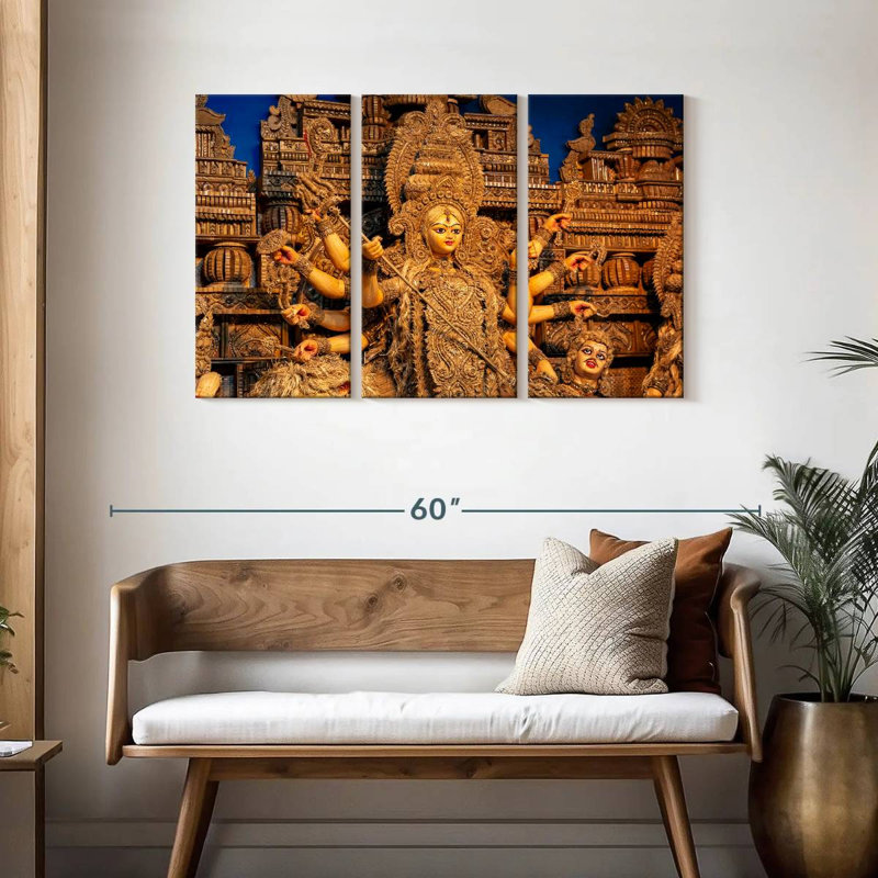 Adella Goddess Durga Sculpture, 28" H x 45" W